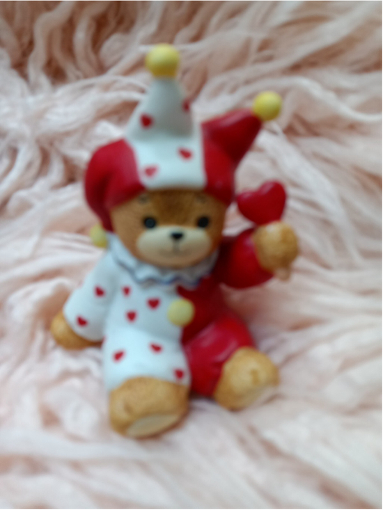 Enesco Other - Lucy And Me Bear Figurine Vintage Valentines Day Heart Jester 1984 Red Clown